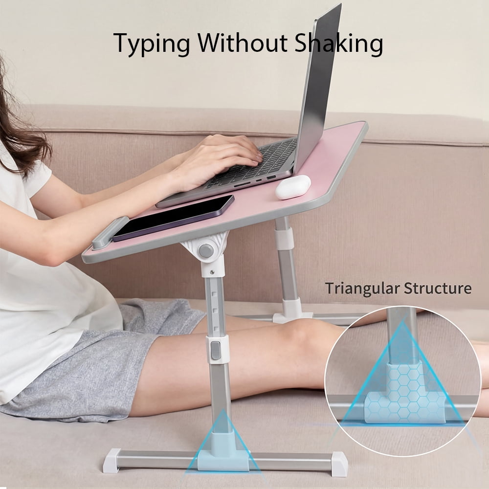 COWIN Laptop Desk Table, Adjustable Laptop Stand, Foldable Lap Desks ,Enlarged 23.62×13.4 in (Pink)