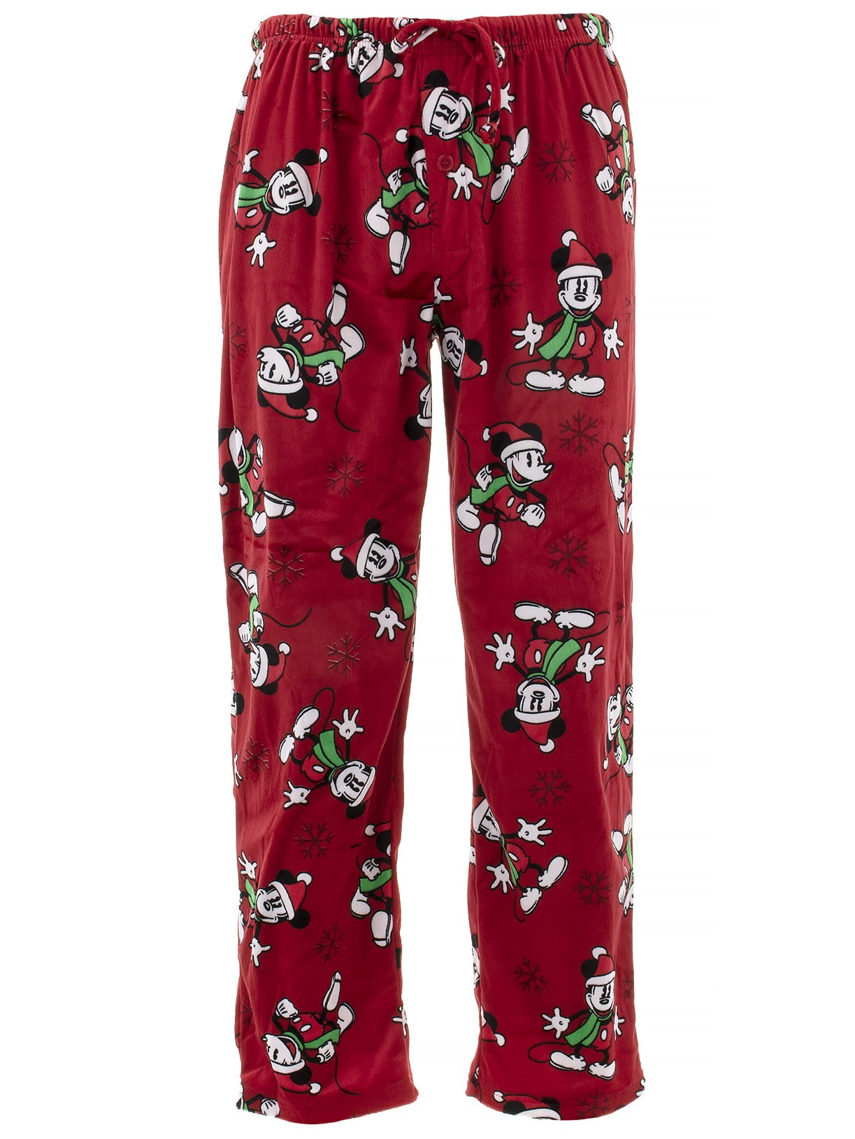 Disney Mickey Mouse Mens Plaid Minky Plush Fleece Pajama Pants