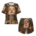 thumbnail image 4 of Picia Whimsical Flower Crown Maiden Pajamas Sets for Women Soft Short-Sleeved Pjs with Lounge Shorts Two Piece Sleepwear-4X-Large, 4 of 9