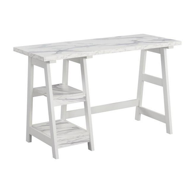 Designs2Go Trestle Desk with Shelves, White
