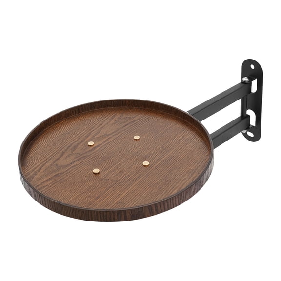 Folding Table, Wall Mount Folding Table, Extendable Bedside Table with Oval Base Walnut, Space Saving Foldable Desk for Small Spaces, Bedroom, Kitchen, Easy Install