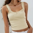 thumbnail image 5 of Chbgutlmr Tank Tops for Women Ribbed Lace Square Scoop Neck Sleeveless Solid Color Bow Slim Going out Tops, 5 of 8