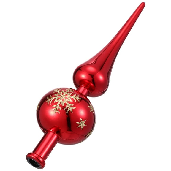 Christmas Finials Tree,9In Topper Red Ornaments Spherical Blown Xmas Tree Topper Finials with Carved Flowers Holiday Indoor