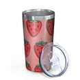 thumbnail image 2 of Pink Strawberry Plants Fruit 10oz Tumblers Stainless Steel Tumbler with Lid and Straw,Vacuum Insulated Double Wall Travel Tumbler Cups with Cleaning Brush for Coffee, Tea, 2 of 4