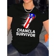 thumbnail image 1 of Camiseta Suelta para Mujer Primavera VeranoFlag Slippers & Letter Print Comfy T-Shirt, Round Neck Short Sleeve Sports Tee, Women's ActivewearFather's Day, Mother's Day, New Year, Spring Festival, Va, 1 of 6