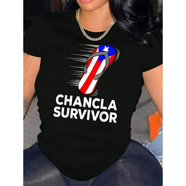Pantoufles Drapeau & T-Shirt Confortable à Imprimé Lettre, T-Shirt de Sport à Manches Courtes et Col Rond, Vêtements de Sport pour Femmes