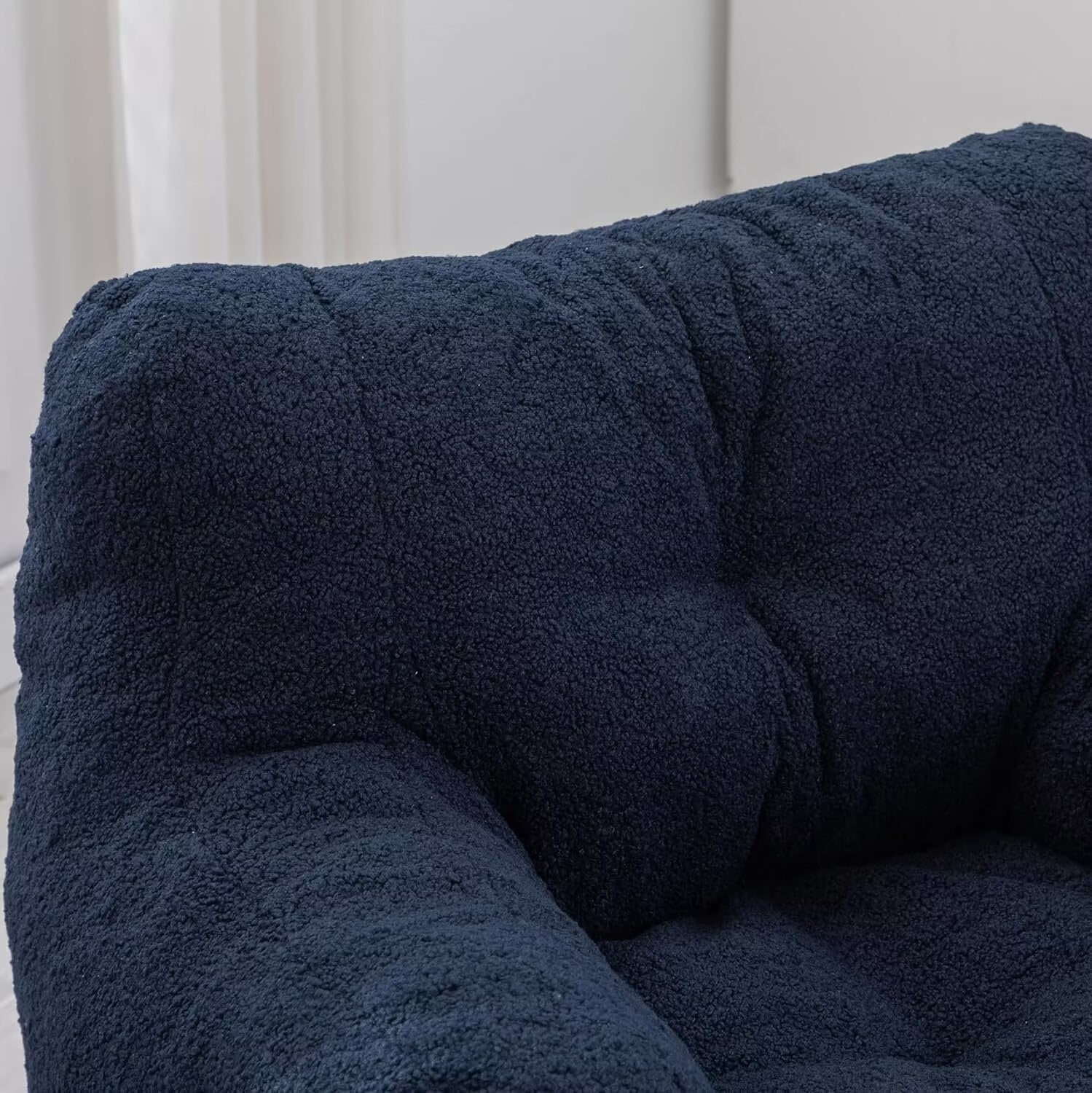 Lecut Bean Bag Chair Large Bean Bag Chair for Adults with Armrest Comfy Bean Bag Sofa with Foam Filling Fluffy Lazy Chair Soft Teddy Fabric Tufted Bean Bag for Dorm Bedroom Gaming Dark Blue