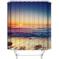 thumbnail image 2 of Beach Sunset Shower Curtain Set for Bathroom, Ocean Tropical Palm Purple Sky Waterproof Polyester Curtains 71WX71H Inch 12 Pack Hooks Sunset, 2 of 4