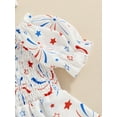 thumbnail image 6 of Bagilaanoe 4th of July Dress for Newborn Baby Girl Star Print Short Puff Sleeves A-line Dresses Headband 3M 6M 12M 18M Infant Independence Day Skirt, 6 of 8