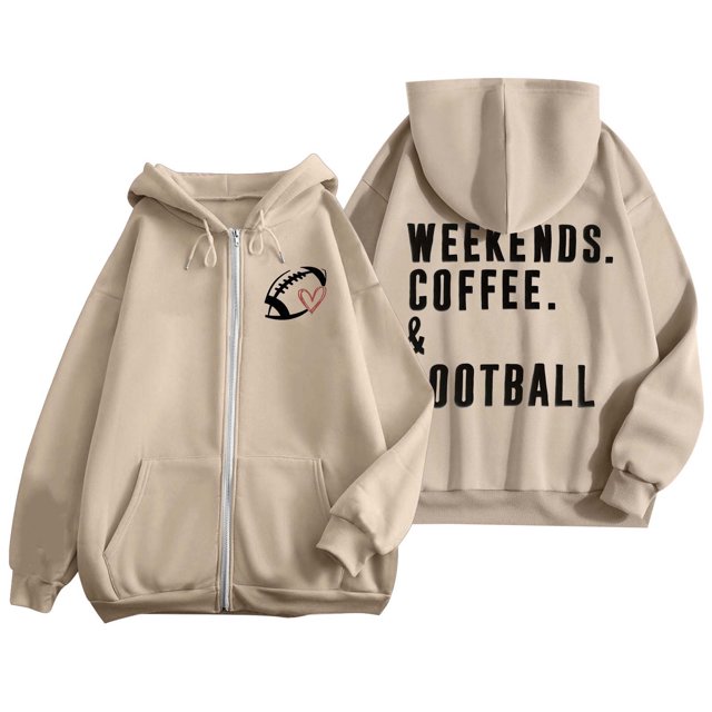 WEAIXIMIUNG Chandail en Molleton pour Femmes Graphique Mignon Mode Rugby Imprimé Fermeture Éclair Manches Longues Poche Cordon Décontracté Sport Chandail à Capuchon (4)