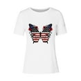 thumbnail image 4 of Cavosen 4th of July Shirts for Women Petite Independence Day Short Sleeve Crewneck Shirts American Flag Graphic Tops Lady S 4th of July Casual T Shirts Red White and Blue Tunic Tees Patriotic Outfits, 4 of 4