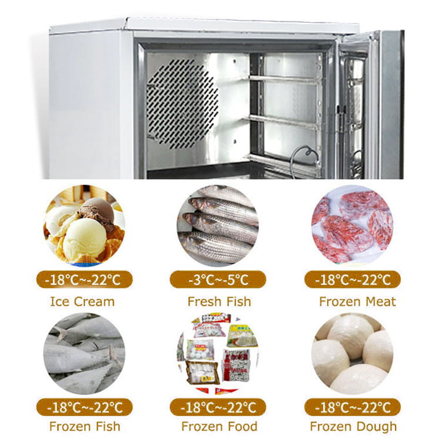 Kolice 220V 60HZ Commercial 15 Trays Blast Chiller & Freezer, Blast Freezer, Chest Freezer, Batch Freezer For Hard Ice Cream, Dumpling, Chicken, Fish, Dessert, Fresh Meat,Cake