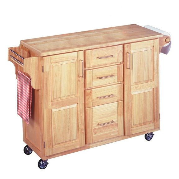 Homestyles Kitchen Cart with Wood Top in Natural Oak