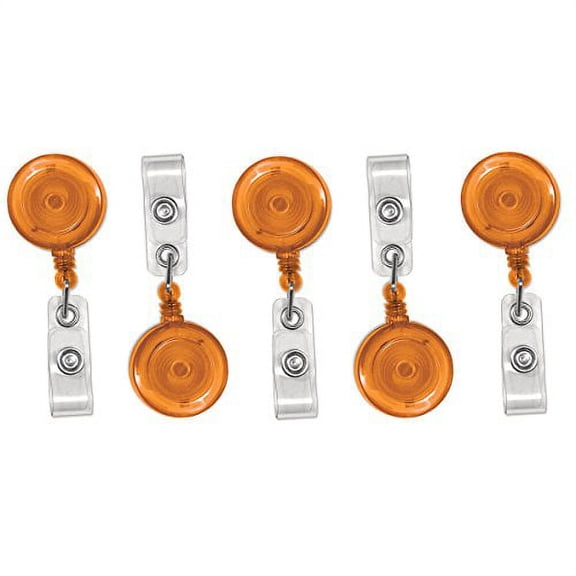 Translucent Orange Retractable ID Badge Reels with Belt Clip - 5 Pack by Specialist ID