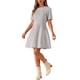 thumbnail image 4 of Vestido skater elegante de tweed de manga corta y cuello redondo para mujer L color albaricoque, 4 of 6