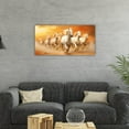 thumbnail image 4 of ADALE White Horse Canvas Wall Art Seven Horses Running Picture Wall Decor Wild Animal Painting Prints for Living Room Office Decor Framed 20x16 Inch, 4 of 6