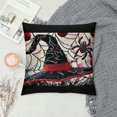thumbnail image 2 of Halloween Floral Gothic Red Black Pattern Throw Pillow Cover Witch Hat Vintage Flower Bat Spider Web Pillow Cases Cushion Coverfor Home Office Sofa Chair Bedroom, 2 of 5