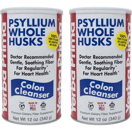 Yerba Prima Psyllium Whole Husks, Colon Cleanser 12 oz (Pack of 2)