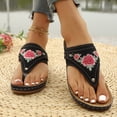thumbnail image 3 of Pandaie Orthopedic Sandals for Women 2026 Summer Slip on Beach Flip Flops Arch Support Flower Dressy Wedge Casual Boho Slippers Black Size 6.5, 3 of 5
