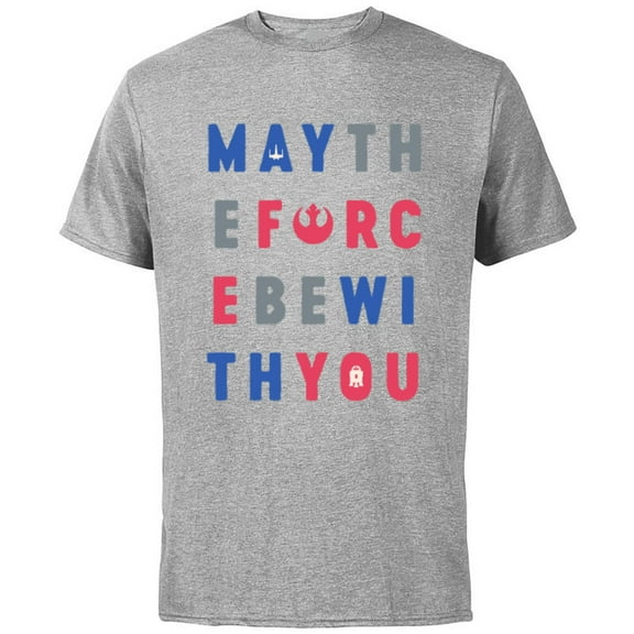 Star Wars May The Force Be With You Americana - Short Sleeve Cotton T-Shirt for Adults - Customized-Athletic Heather