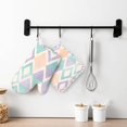 thumbnail image 6 of DouZhe Oven Mitts and Pot Holders Sets, Watercolor Geometric Rhombus Background Prints Non-Slip Heat Resistant Kitchen Oven Silicone Glove, 6 of 7