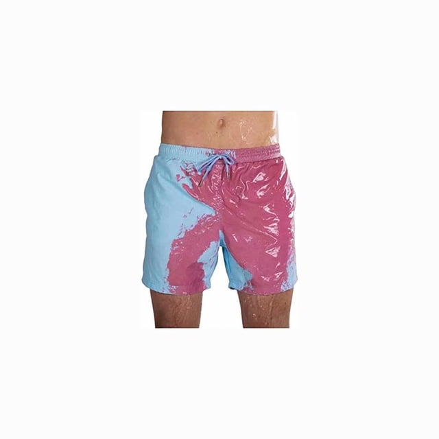 Temperature-Sensitive Color-Changing Beach Men Swimming Pants Sport Summer Swimsuit Surfing Swim Trunks Shorts, 3XL, Blue