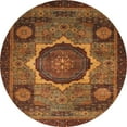 thumbnail image 1 of Ahgly Company Machine Washable Indoor Round Abstract Saffron Red Area Rugs, 4' Round, 1 of 7