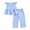 Blue, variant on Girls Outfit Plaid Printed Fly Sleeve U-Neck Cardigan Long Pants 2 Piece Shorts Set Fashion Casual Daily Outdoor Summer Kids Boys Clothing Set