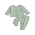 thumbnail image 1 of Unisex Fall Outfits  Solid Color Tops and Elastic Waist Pants for Kids, 1 of 9