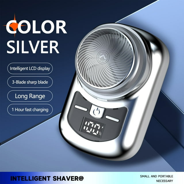 Afeitadora recargable USB para hombre | Mini maquinilla de afeitar facial rotativa - Afeitado de barba eléctrico portátil en seco y húmedo | Cuerpo de aleación de zinc | Cuchilla de doble anillo |