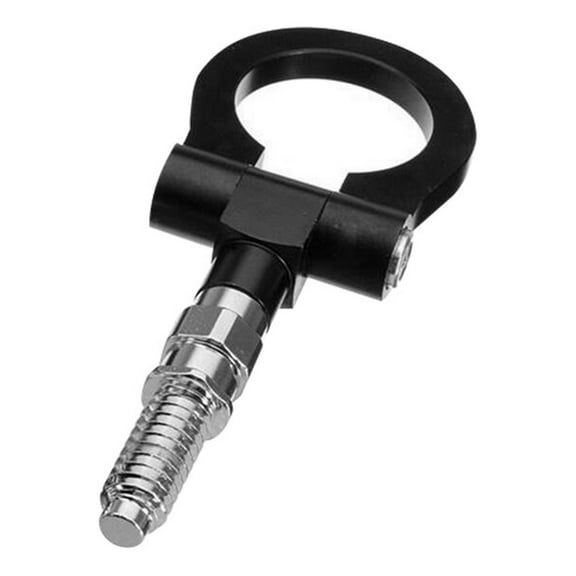 Aluminum European Model Car Auto Racing Front Bar Tow Hook Towing Trailer Ring Car Accessories for Universal (Black)