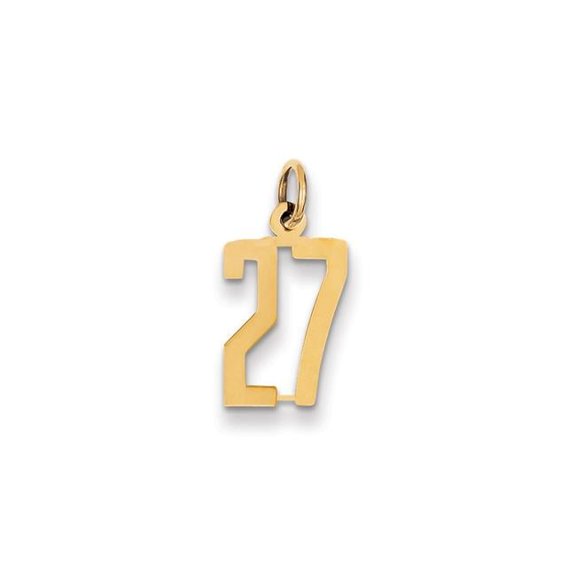 Finest Gold 14K Yellow Gold Small Elongated Number 27 Charm