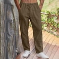 thumbnail image 5 of Ahabrexf Linen Trousers for Men, Solid Color, Casual, Pants, Khaki 98% Linen 2% Spandex, 5 of 9