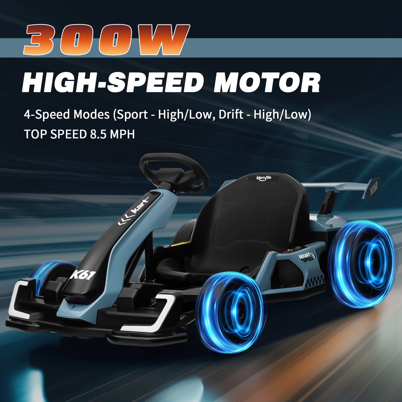 その他 Blue Go-Kart Ride-On KERRY YOO, Kids Electric Drift Kart, 24V K61, Blue - Walmart.com