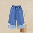 thumbnail image 4 of Auroural Toddler Girls Clothes 2T - 3T Girls' Jeans Children's Straight Leg Wide Leg Pants Loose And Versatile Elastic Waist Pants Denim Pants Blue 2-3 Years, 4 of 5