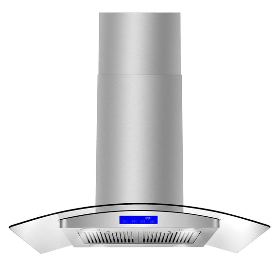 Pemberly Row Stainless Steel 36" 380 CFM Ducted Island Range Kitchen Hood