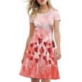 thumbnail image 4 of FKELYI Size M Short Sleeve Dress Breathable Heart Balloon Short Sleeve Dresses for Women Polyester Twirl Swing Dresses for Valentine's Day, 4 of 5