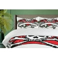 thumbnail image 4 of Ambesonne Rose Duvet Cover Set, Sketch Skull Big Red Heart, King, Black Vermilion Green, 4 of 6