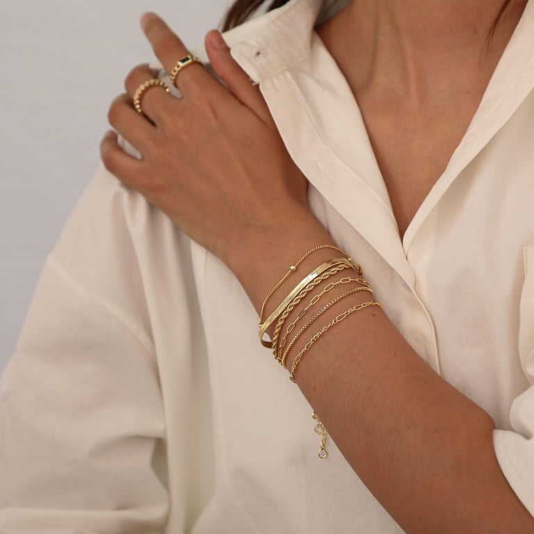 GOSFRY 6-Piece Gold Plated Stackable Bracelet Set photo 6