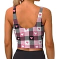 thumbnail image 3 of Naloa Heart Plaid Sports Bras for Women, High Support Bra with Removable Pads, Comfortable - Large, 3 of 9