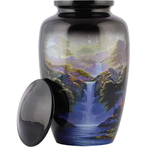 Cremation Urn for Adults | Large Burial Urn for Human Ashes up to 200lbs - Suitable for Adult Males & Females | Funeral Cremate Urns for Ashes by Brainmart (River Urn)