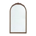 thumbnail image 6 of 23" x 42"Hand Carved Rose Antique Mirror Frame,Make up Mirror with Curved Design,Wooden Arch Mirror Wall Decor for Living Room, Bathroom, Entryway,Brown, 6 of 9