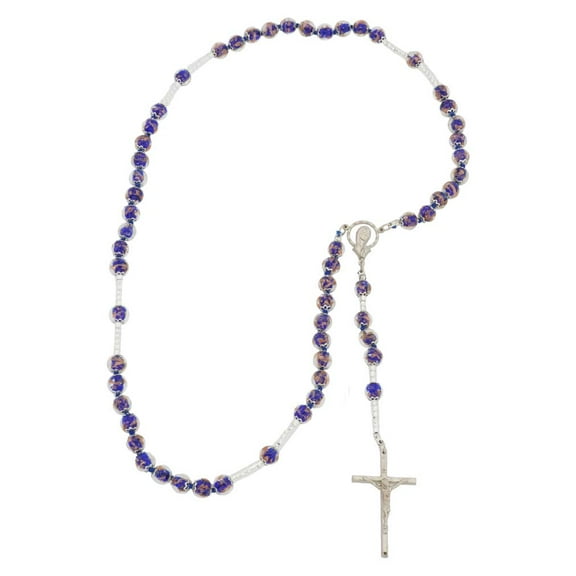 GlassOfVenice Murano Glass Sommerso Italian Rosary - Blue