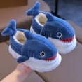 thumbnail image 6 of Xfvqtps Kids Shark Slippers Cute Plush Fuzzy Cover Heel Warm Comfortable Winter Non-Slip PVC Home Shoes Navy-Cover Heel, 6 of 6