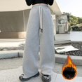 thumbnail image 2 of Ruyang Girls Wide Leg Fleece Sweatpants Teens School Sports Joggers Thermal Elastic High Waisted Straight Pants, 2 of 4