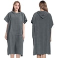 thumbnail image 4 of Xfvqtps Adults Men Women Surf Poncho Hoodie Short Sleeve Quick Dry Absorbent Changing Towel Robe Solid Color Swimming Beach Surfing Bath Towels Dark Gray, 4 of 8