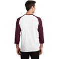 thumbnail image 2 of Port & Co Adult Male Men Heather Long Sleeves T-Shirt Wht/Ath Maroon Medium, 2 of 6