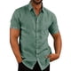 thumbnail image 1 of Camisa informal de lino y algodón para hombre, camisa holgada de manga corta con cuello de solapa, Color sólido, Moda de Primavera y verano, 2023, 1 of 4