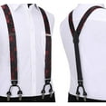 thumbnail image 5 of HISDERN Bow Tie and Suspender for Men Floral Suspender Bowtie Set Adjustable Strong 6 Clips RedBlack, 5 of 6
