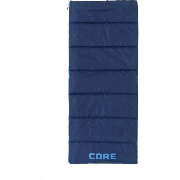 CORE 50 Degree Youth Camping Sleeping Bag, 64" x 28", Blue
